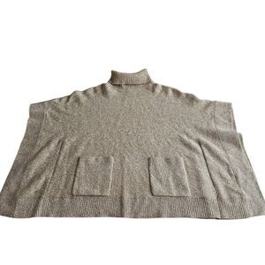 Michael Kors womens Sz L wool blend cotton  beige tan white knit oversized sweat